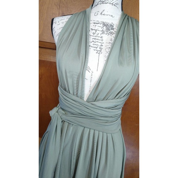 🌈 Yoin Your Inspiration Olive Green Chiffon Wrap Romper Size XS - Picture 3 of 4